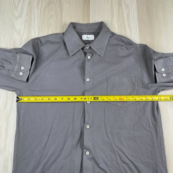 NWT Mr. P. Mens Gray Long Sleeve High Low Hem Button Up Shirt - Picture 11 of 12
